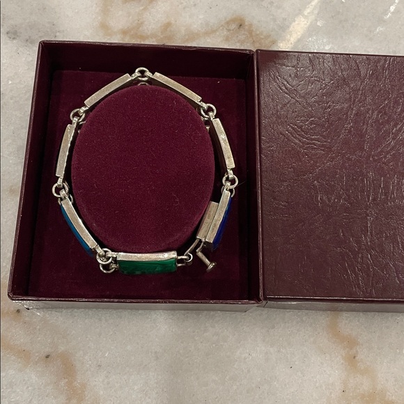 Vintage Signed CII 925 Silver Bracelet Azurite Sugilite Turquoise Multi Gem - Picture 11 of 11